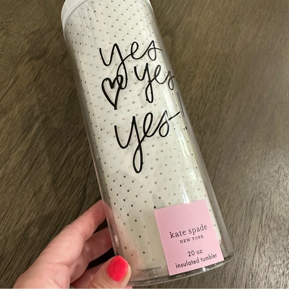 NWT Kate Spade New York Yes Tumbler with Straw White and Gold - Picture 5 of 9